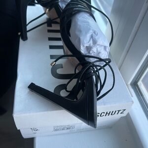 SCHUTZ Black Heels with Gold Tips